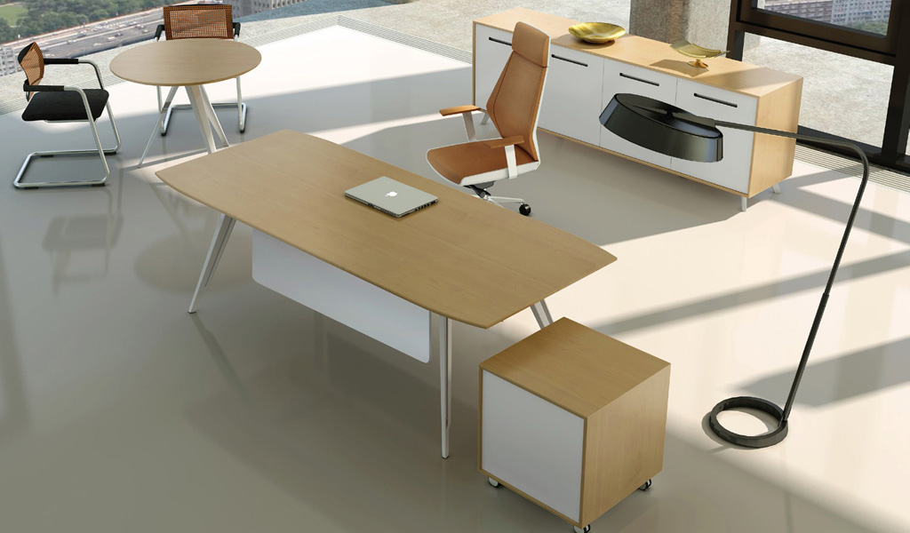Sleek Contemorary Minimal Office Desk With Storage Boss S Cabin