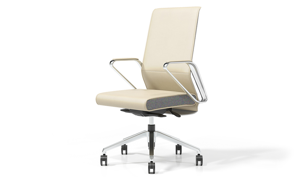 ‘Hero’ Medium Back Office Chair In Beige Leather