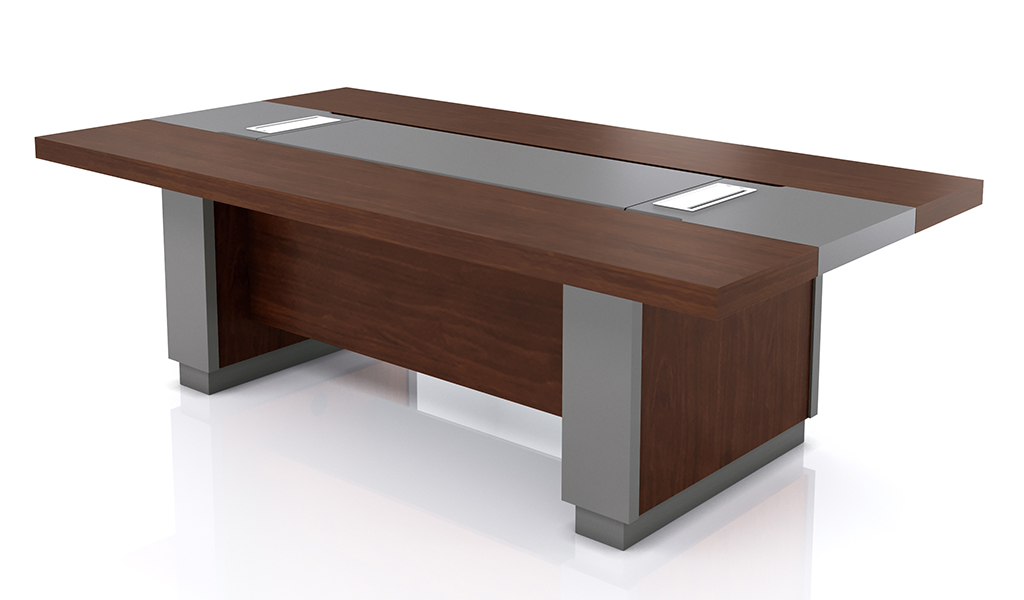 ‘Larry’ 8 Ft Meeting Table In Mountain Grain Walnut & Leather