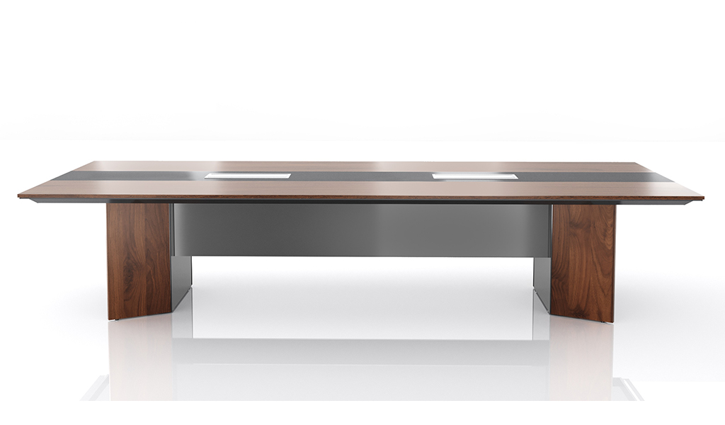 ‘Maxima’ 12 Feet Meeting Table in Leather & Wood