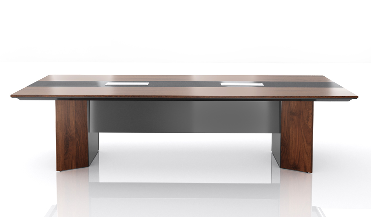 ‘Maxima’ 10 Feet Meeting Table in Felix Walnut & Leather