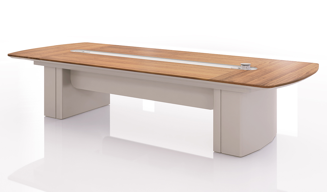 ‘Swan Neo’ 12 Feet Meeting Table In Golden Sandalwdood