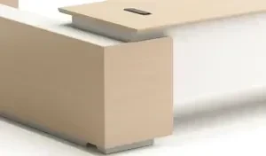 office table with side cabinet in beige walnut finish