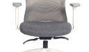 grey mesh office chair with white armrests