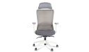 high back chair in white and gray frame