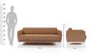 'Jane' Three Seater Sofa In Tan PU Leather