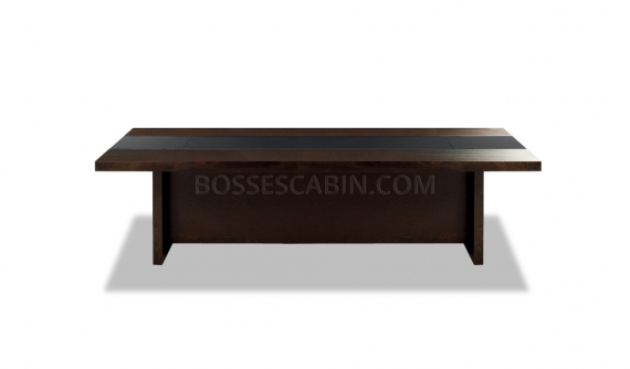 elegant meeting room table in wood and leather finish