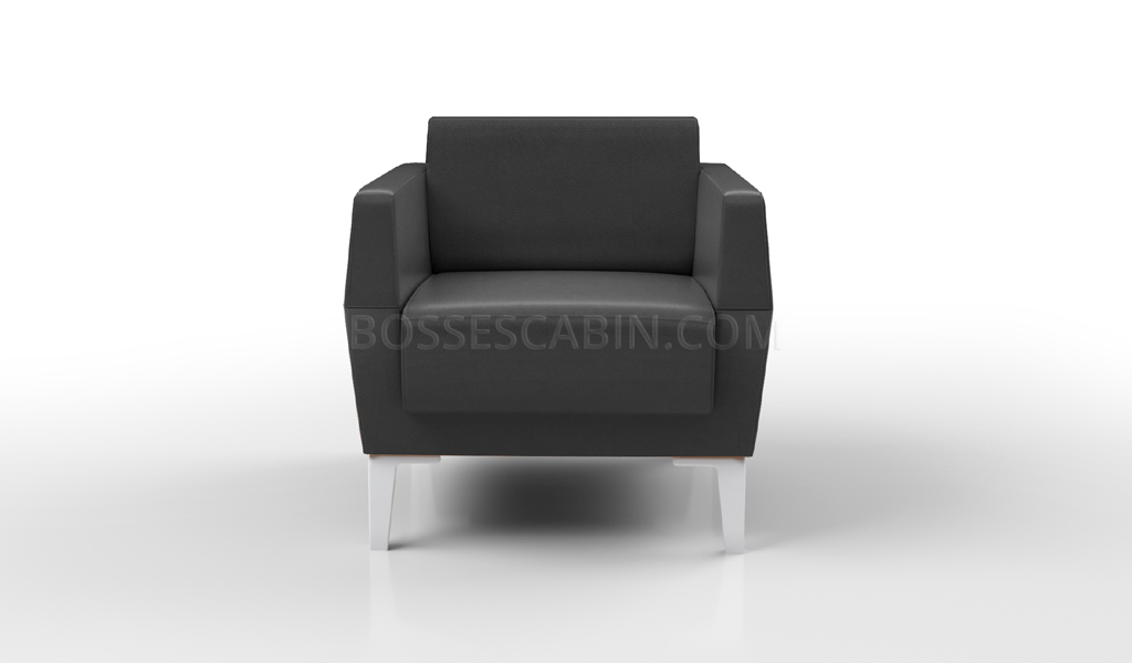 One Seater Black Leather Office Sofa