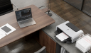 'Inspira' Walnut Office Desk With Side Cabinet