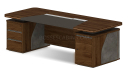 'Inspira Gold' 6.5 Feet Office Table In Walnut Laminate