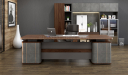 Inspira Gold Office Table In Walnut Laminate