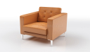 one seater sofa in tufted tan leather finish