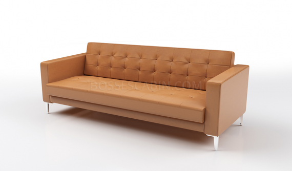 'Alpha' Three Seater Sofa In Tan PU Leather