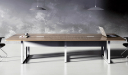 Meeting table with white metal legs