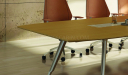 maple wood finish meeting table top with aluminum legs