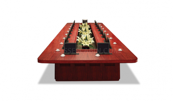 large meeting table with inbuilt LED screens
