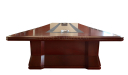 head view of boardroom table in rich veneer finish