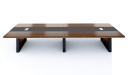 'Lexon' 16 Feet Boardroom Table In Walnut Veneer & Leather