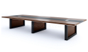 'Lexon' 16 Feet Boardroom Table In Walnut Veneer & Leather