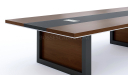 'Lexon' 16 Feet Boardroom Table In Walnut Veneer & Leather