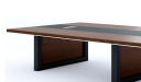 'Lexon' 16 Feet Boardroom Table In Walnut Veneer & Leather