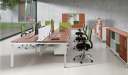 office with linear workstations and chairs