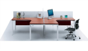 L shape modular office desk with frosted glass screen