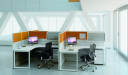 L shape workstation cubicles with chair