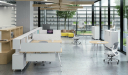 modern office environment with modular workstations with storage