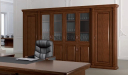 office cabin with solid wood and glass finish bookcase