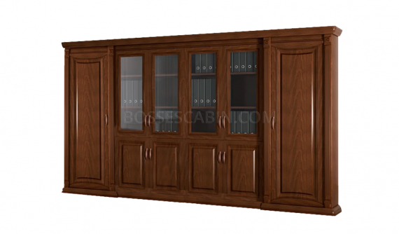 large office cabinet and bookcase with glass and wooden doors