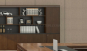 walnut veneer finish cabinet and bookshelf with office desk