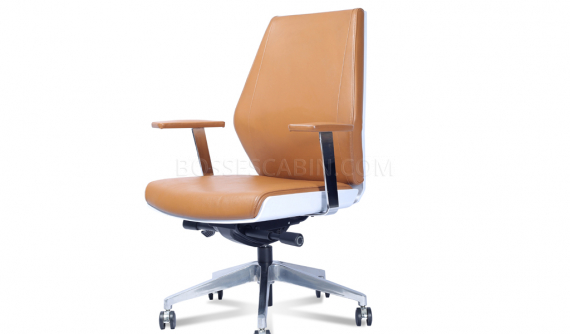 office chair in tan leather