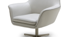 'Tartan' Lounge Chair In White Leather