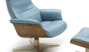 'Karma' Recliner Chair In Light Blue Leather