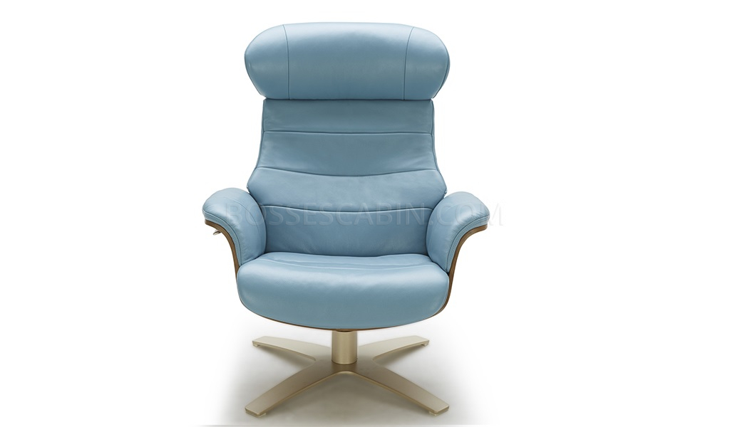 Armchair In Leather With Reclining, Bright Blue Leather Chair