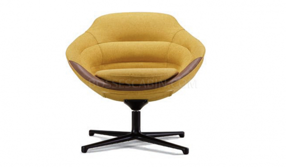 'D Series' Revolving Lounge Chair In Yellow Fabric