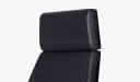 'Coupe' Black Leather Office Chair With Headrest