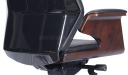 'Coupe' Black Leather Office Chair With Headrest