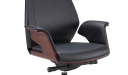 'Coupe' Black Leather Office Chair With Headrest