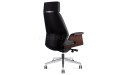 'Coupe' Black Leather Office Chair With Headrest