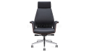 'Coupe' Black Leather Office Chair With Headrest