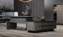 'Atlas' 9.5 Feet Luxury Office Desk In Walnut Veneer