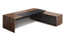 'Maxima' 10 Ft. Office Desk In Warm Walnut & Leather