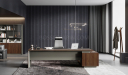 'Maxima' Office Desk In Warm Walnut & Leather