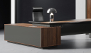 'Maxima' Office Desk In Warm Walnut & Leather