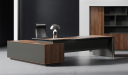 'Maxima' Office Desk In Warm Walnut & Leather