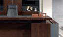 'Larry' 11 Ft Luxury Desk In Walnut Veneer & Leather