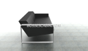 three seater office sofa in black leather with white metal frame
