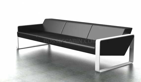 contemporary office sofa in leather with white metal frame